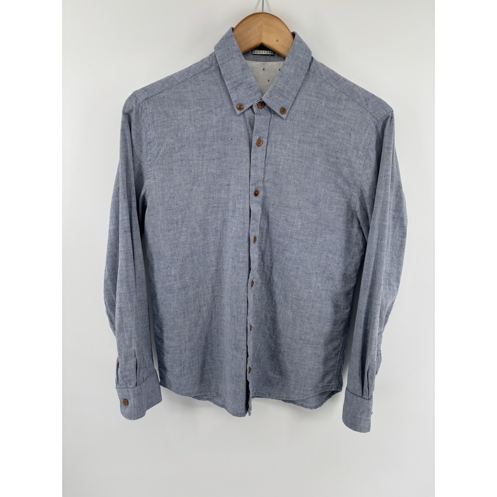 HOMECORE Tokyo Button Down Shirt Men's Sz S Embroidered Logo Preppy Hipster